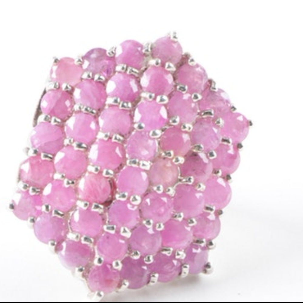 Sterling Silver Pink Sapphire Cocktail Ring